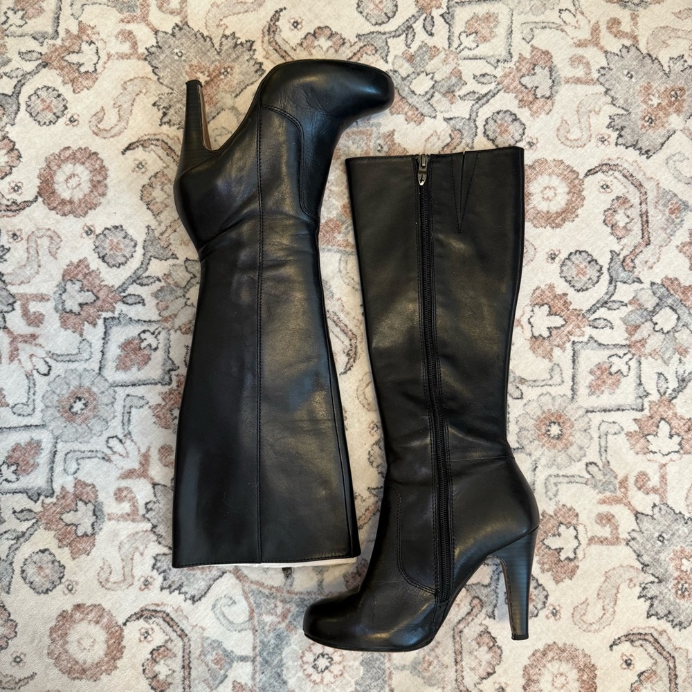 Genuine Leather Elegant Black Knee-High Boots
